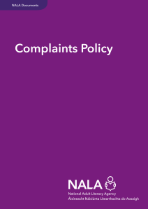 Complaints Policy cover