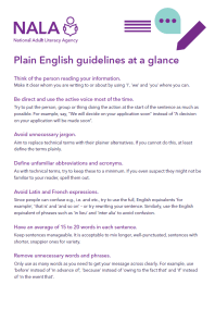 Plain English guidelines at a glance