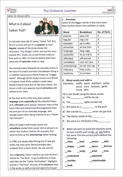 2017 Distance Learner worksheets