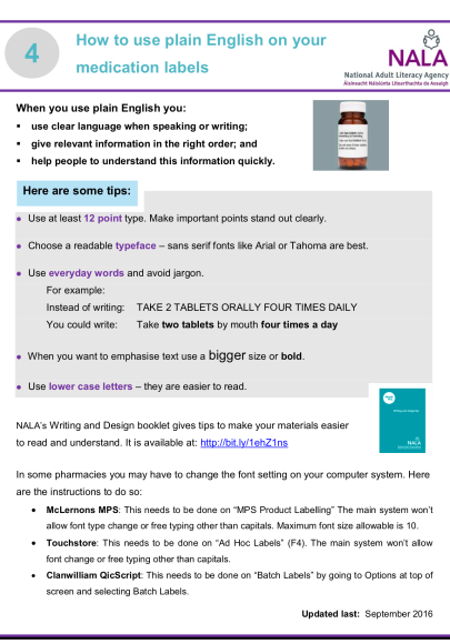 How to use plain English on medication labels