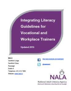 Integrating literacy - guidelines for vocational and workplace trainers