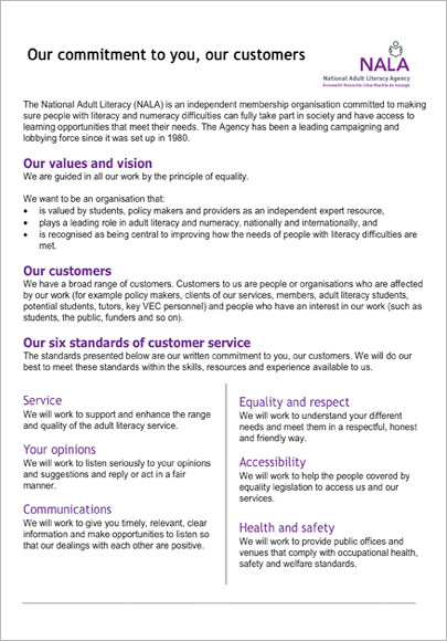 NALA Customer charter
