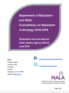 NALA Submission to the Department of Education and Skills Consultation of Strategy 2016-2018