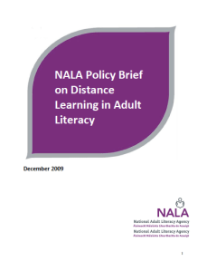NALA policy brief on distance learning in adult literacy (2009)