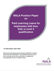 NALA position paper on paid learning leave for people with less than a level 4 qualification (2010)