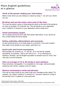 Plain English guidelines at a glance