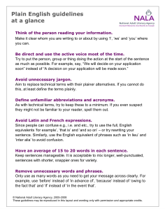 Plain English guidelines at a glance