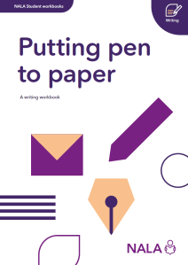 Cover of Putting pen to paper. A writing workbook.