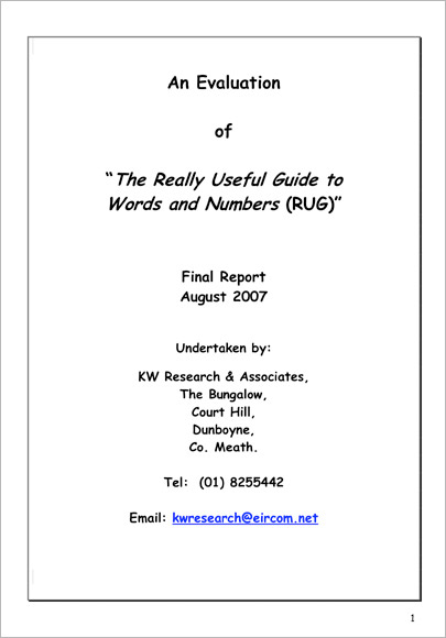 Really Useful Guide to Words and Numbers TV Series - Evaluation Report