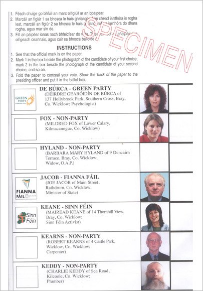 Sample ballot paper