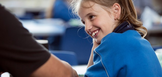 A kid smiling