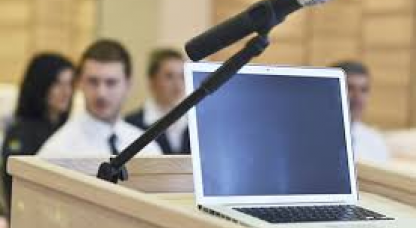 A podium and a microphone