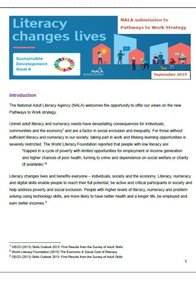 NALA submission to the Pathways to Work Strategy