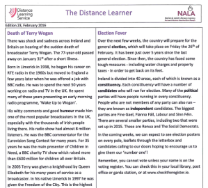 2016 Distance Learner Worksheets