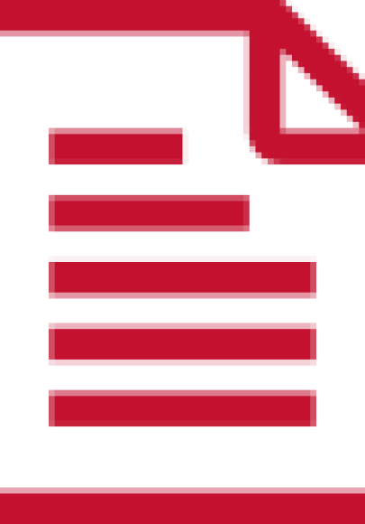 Icon image as symbol of a paper document or reading (red colour)