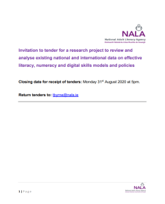 Invitation to tender - Research project on effective literacy, numeracy and digital skills models