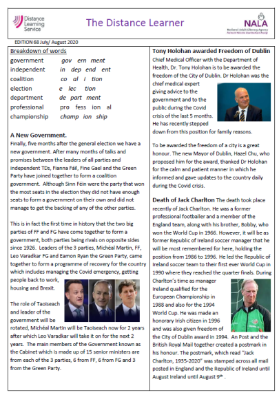 	The Distance Learner – July August 2020 worksheet (issue 68)