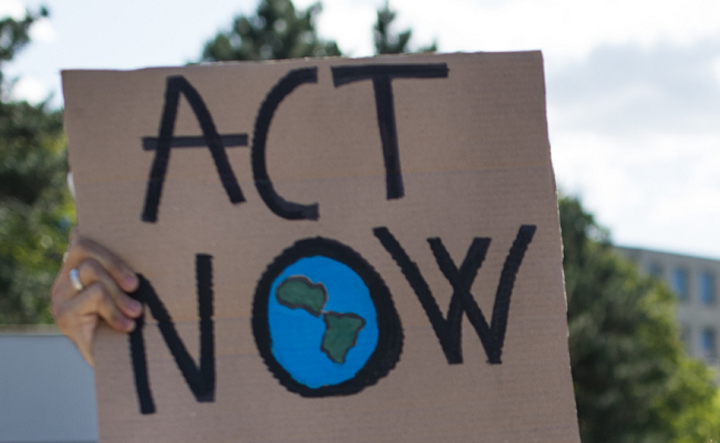 Climate website. A sign shows 