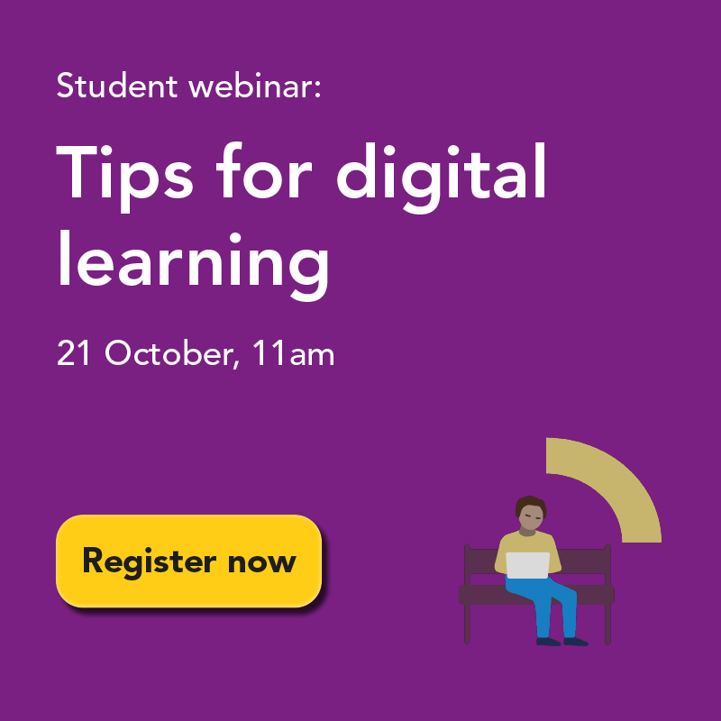 Student webinar on tips for digital learning banner