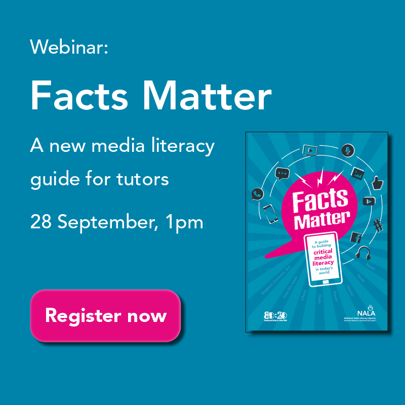 Facts Matter' Adult literacy webinar event banner