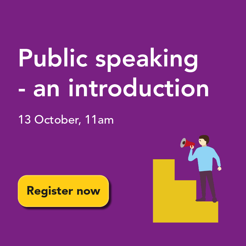 Public speaking webinar banner