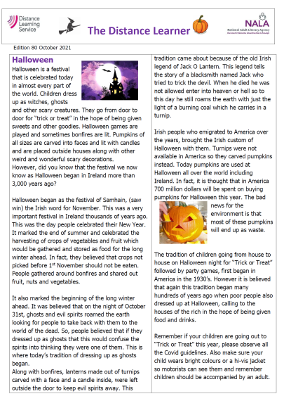 Image of 'The Distance Learner' Halloween October 2021 article