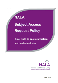 NALA Data Subject Access Request Policy