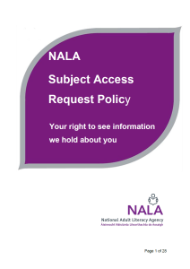 NALA Data Subject Access Request Policy