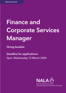 Finance and Corporate Services Manager Hiring Booklet cover