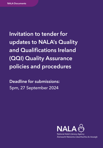 NALA Invitation to tender for updates to NALA’s QQI Quality Assurance policies and procedures- book cover