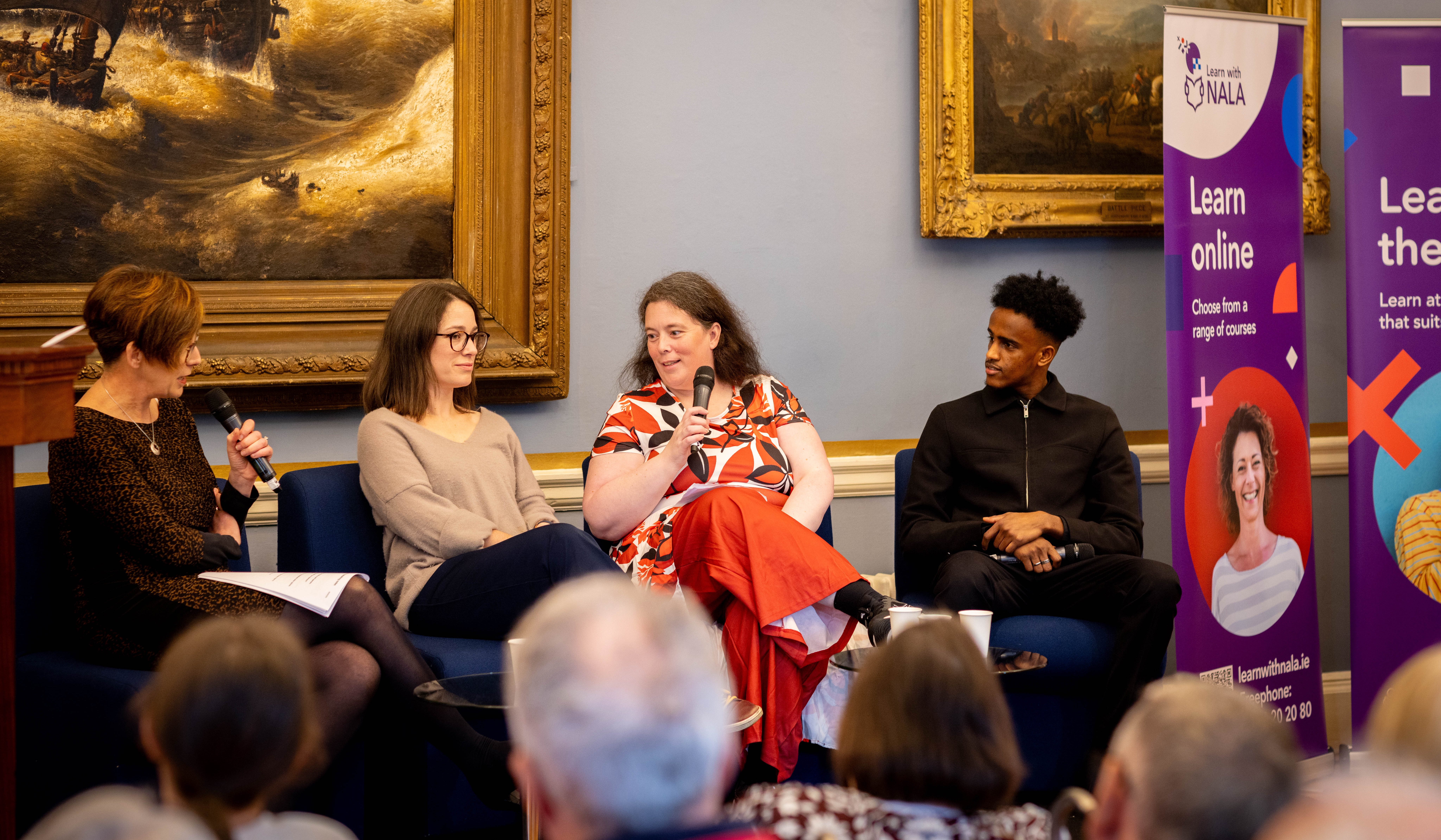 Panelists speaking at the Learn with NALA award ceremony