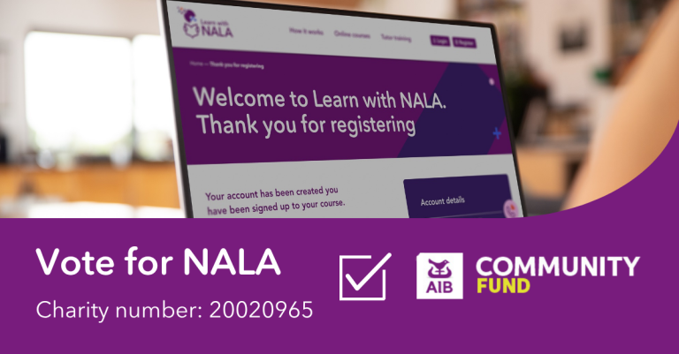 Vote for NALA. AIB Community Fund. Charity number: 20020965