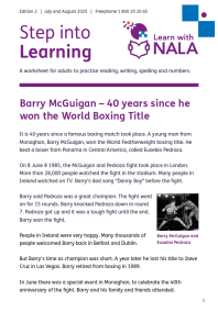 Step into learning worksheet July and August 2025 cover