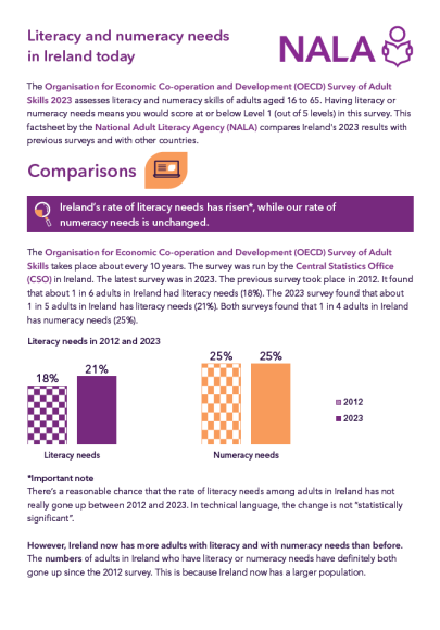 Cover of the NALA factsheet on comparisons - Organisation for Economic Co-operation and Development (OECD) Survey of Adult Skills