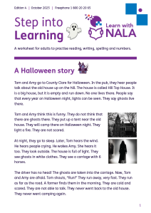 Step into Learning October 2025 worksheet cover