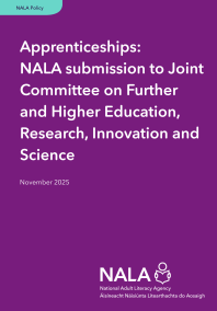 Apprenticeships: NALA submission to Joint Committee on Further and Higher Education, Research, Innovation and Science cover