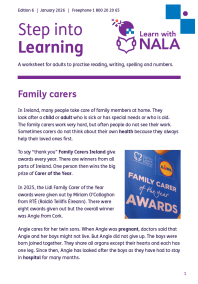 Step into Learning worksheet January 2026 cover