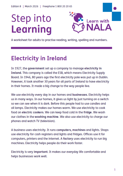 Step into Learning worksheet March 2026 cover