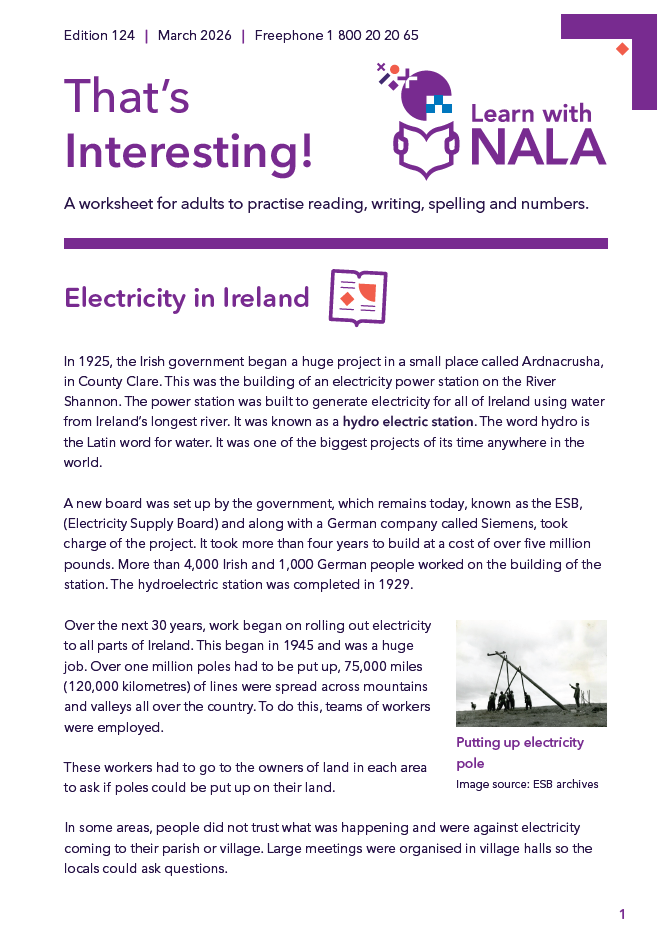 That's Interesting worksheet March 2026 cover