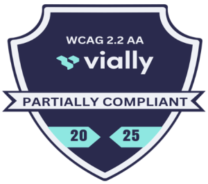 Vially WCAG 2.2 double A partially compliant certification badge 2025