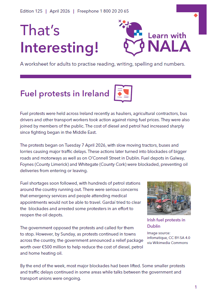 That's Interesting worksheet April 2026 cover