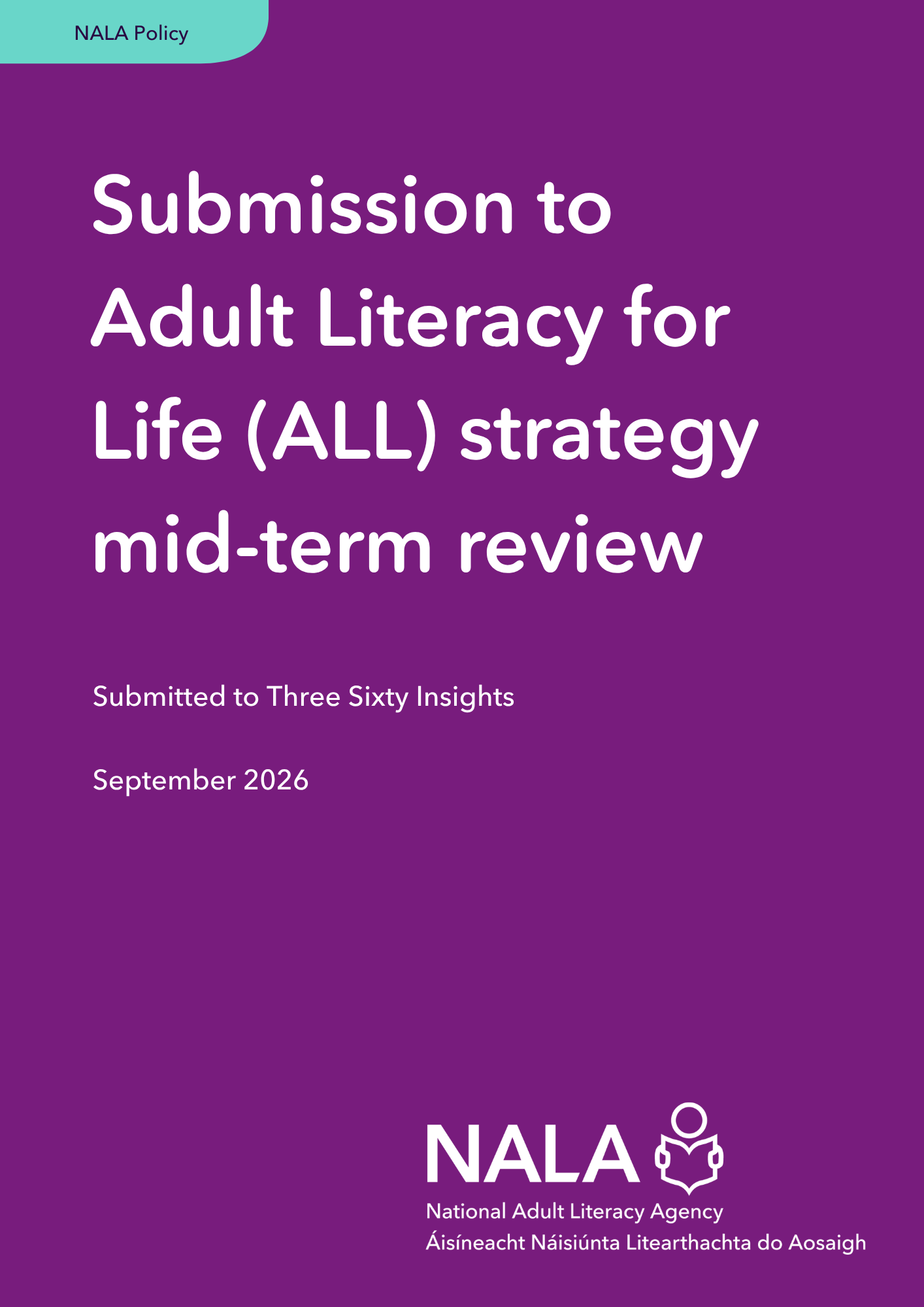 Submission to Adult Literacy for Life strategy mid-term review cover