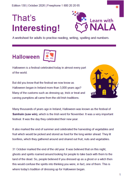 That’s Interesting! – October 2026 worksheet (Edition 130) cover